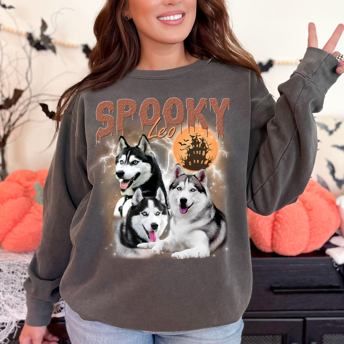 Most Comfy - Custom Pooky Halloween Shirt – Vintage Style Pet Photo Tee - Personalized Pet Printing Comfort Colors® Shirt